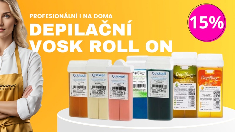 Sada depilačních vosků roll-on různých barev a vůní, ideální pro domácí i profesionální depilaci.